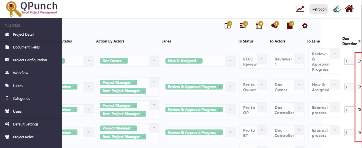 Workflow Settings - QPunch Project Management Software