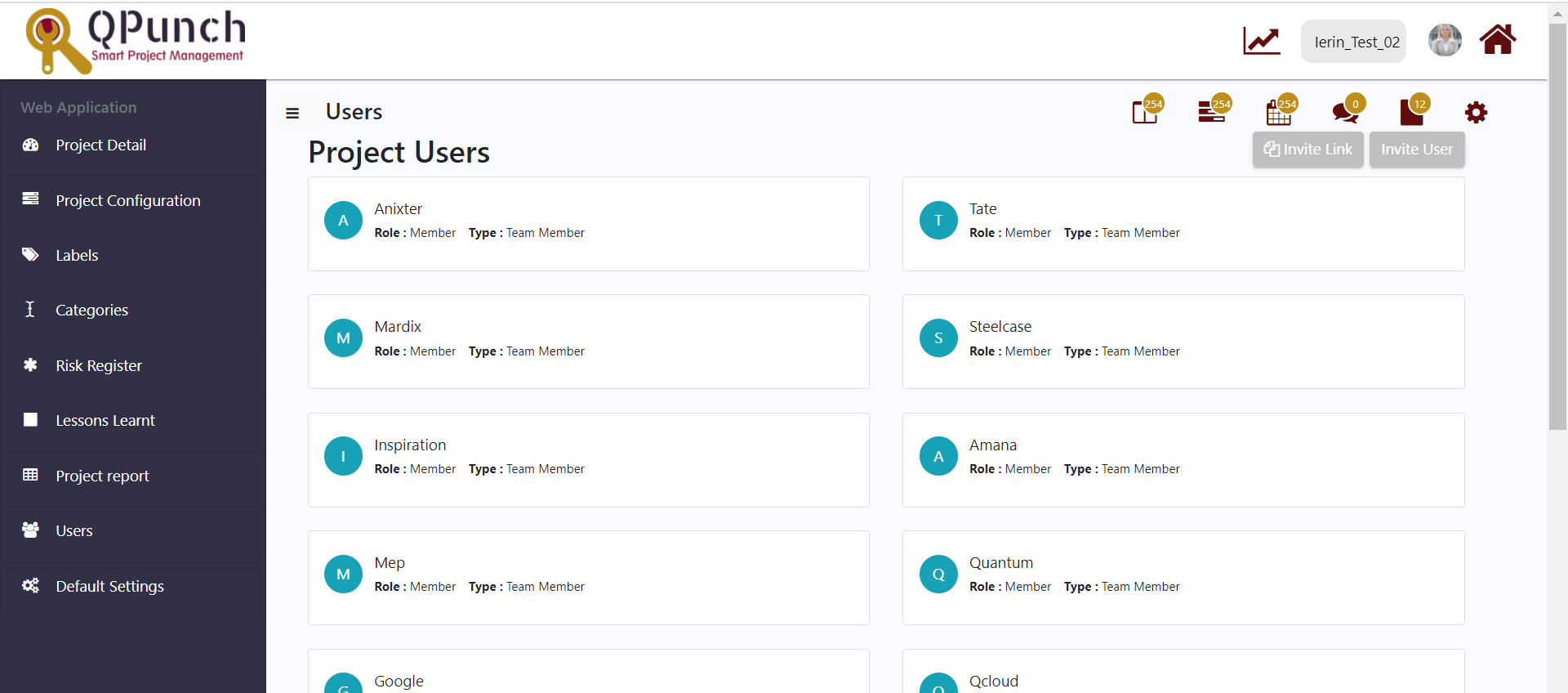 Project Role Settings - QPunch Project Management Software
